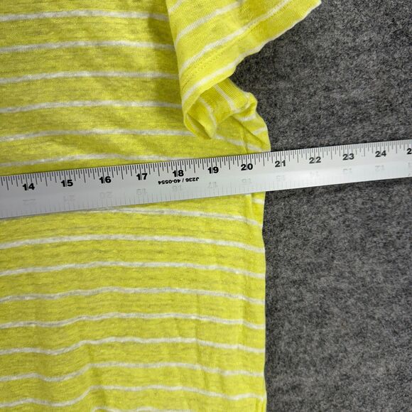 Gap T-Shirt Women M Medium Yellow Striped V-Neck Short Sleeve Linen Casual - Picture 5 of 7